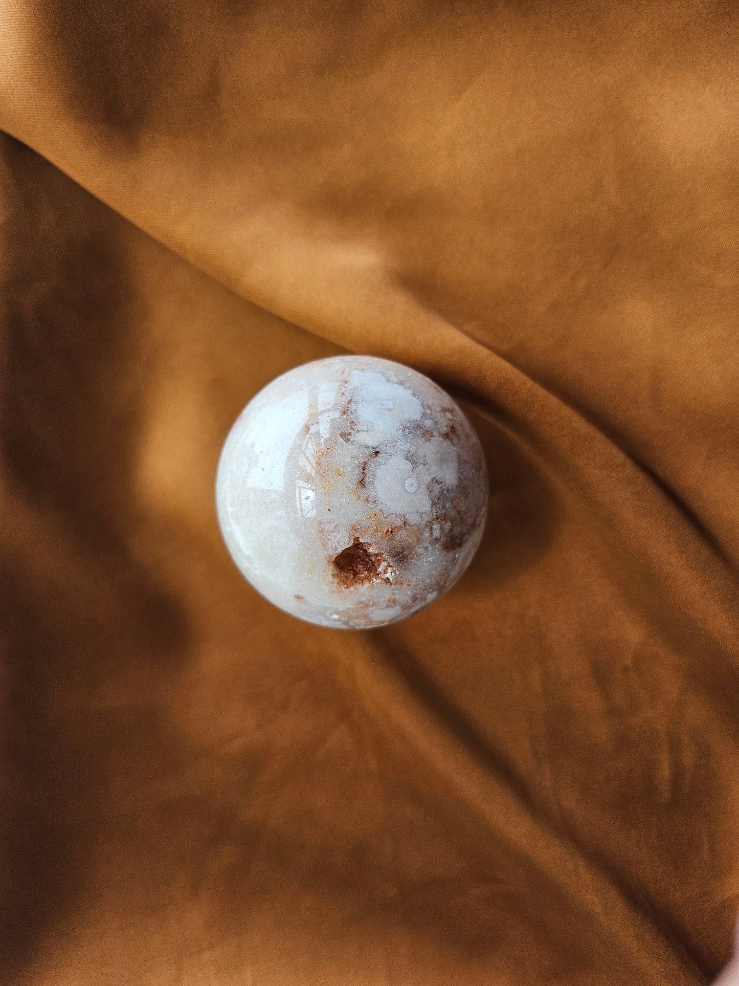 Cherry Blossom Agate Sphere with Natural Druzy