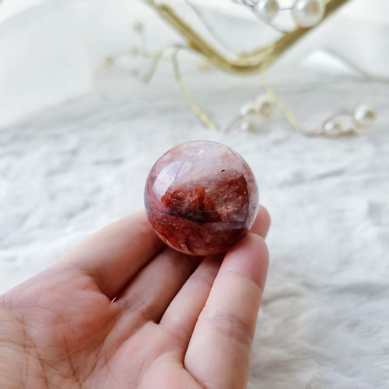 Dark Red Hematoid Quartz Sphere