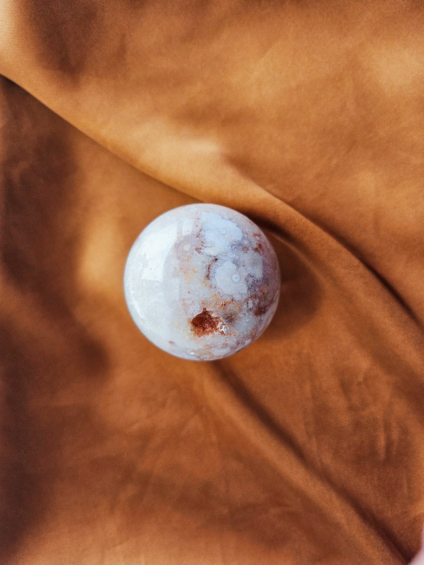Cherry Blossom Agate Sphere with Natural Druzy