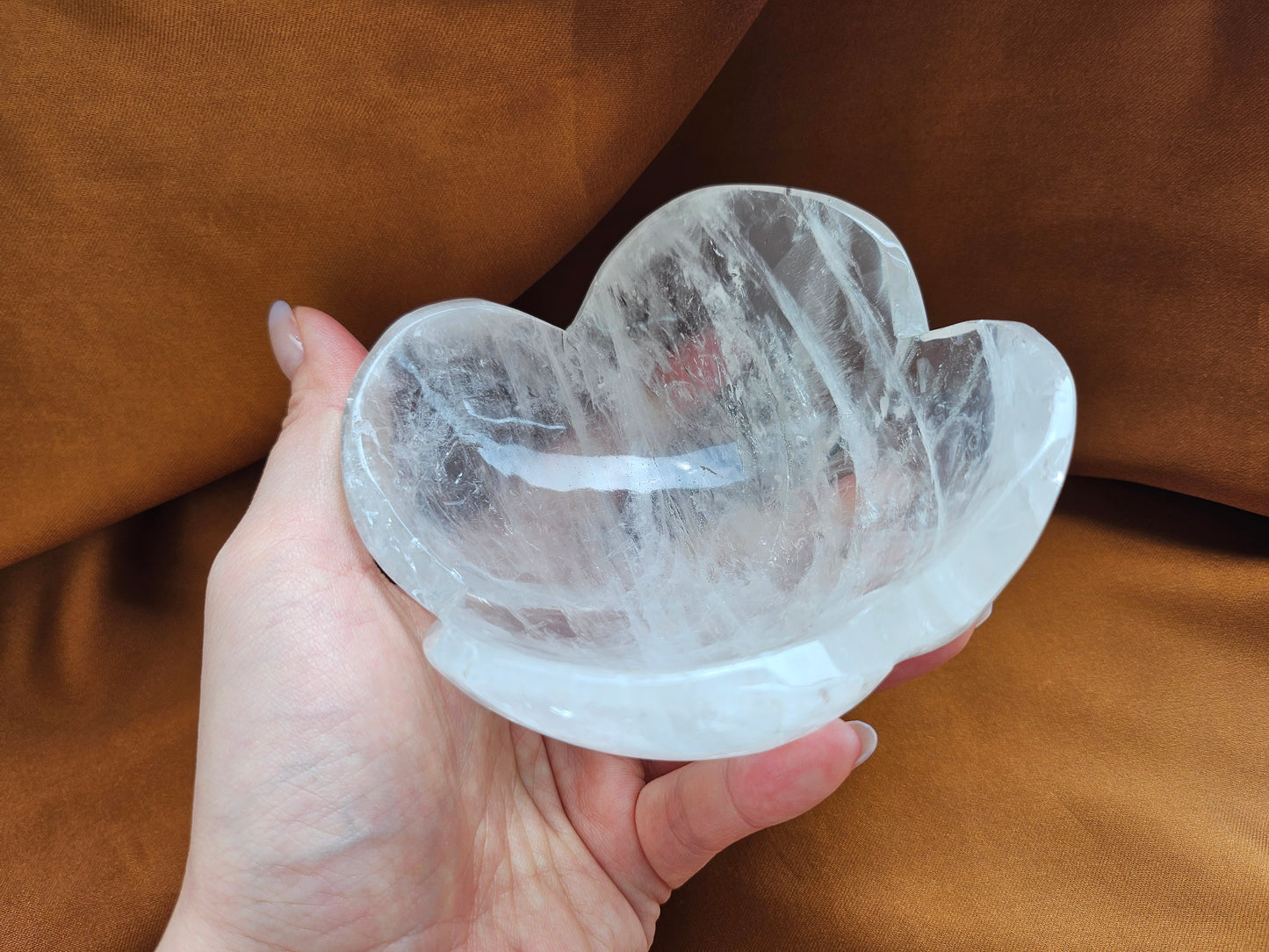 Clear Quartz Flower Shaped Bowl