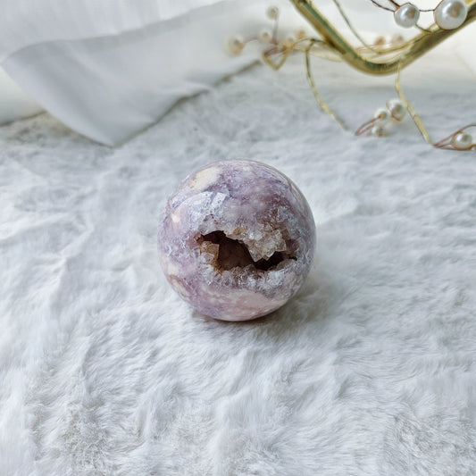 Cherry Blossom Agate Sphere with Natural Druzy